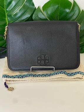 Tory Burch Black Pebbled Leather Crossbody / Clutch